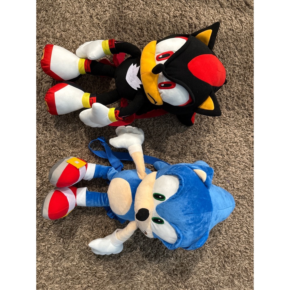 Sonic and Shadow the Hedgehog Plush Backpack Set Sega Video Game Novelty Bags